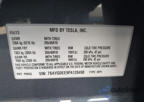 2023 Tesla Model Y Awd/Long Range Dual Motor All-Wheel Drive from USA, damaged, VIN 7SAYGDEE9PA128498